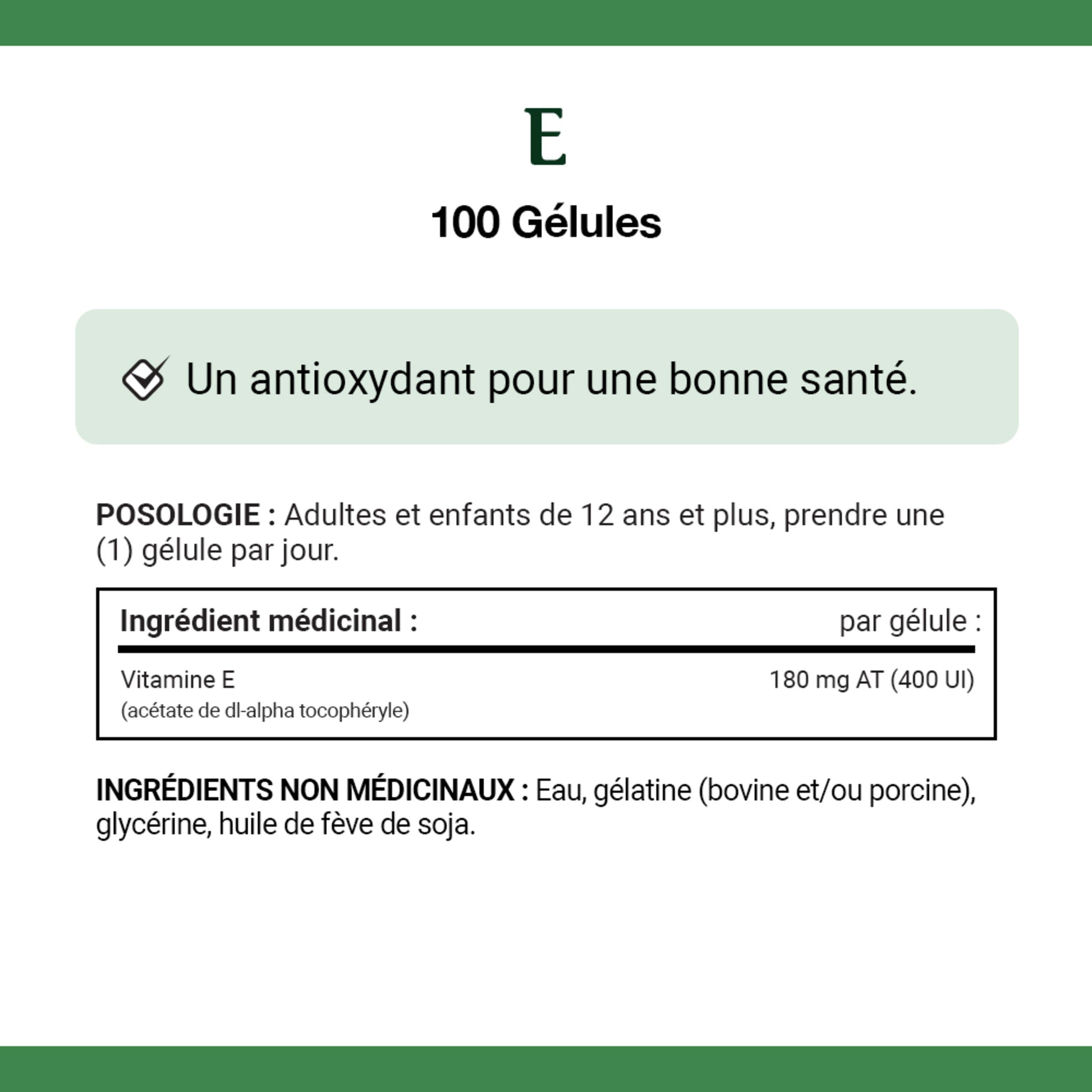 Vitamin E 400 IU, 100 Softgels