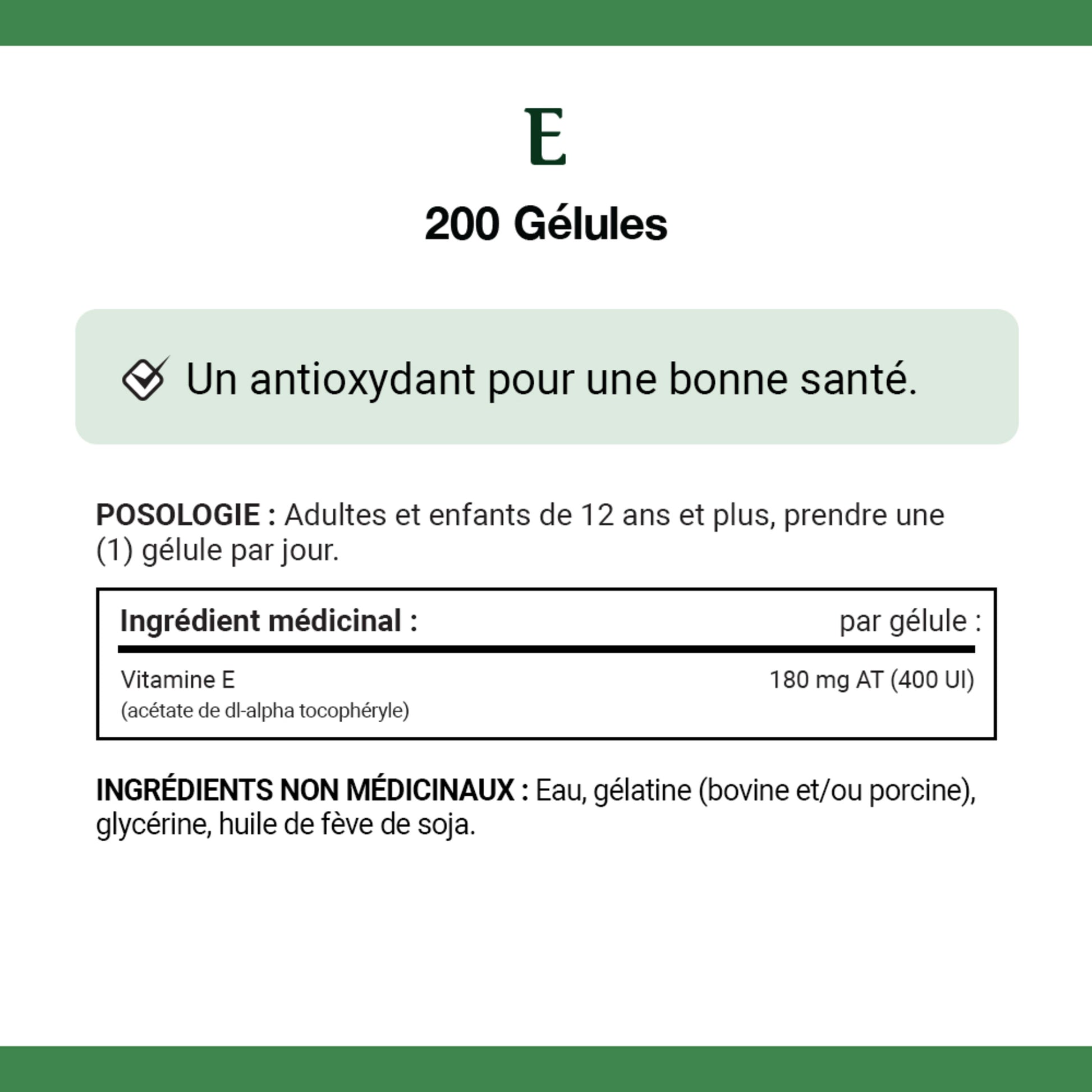 Vitamin E, 400 IU, Antioxidant, 200 Softgels