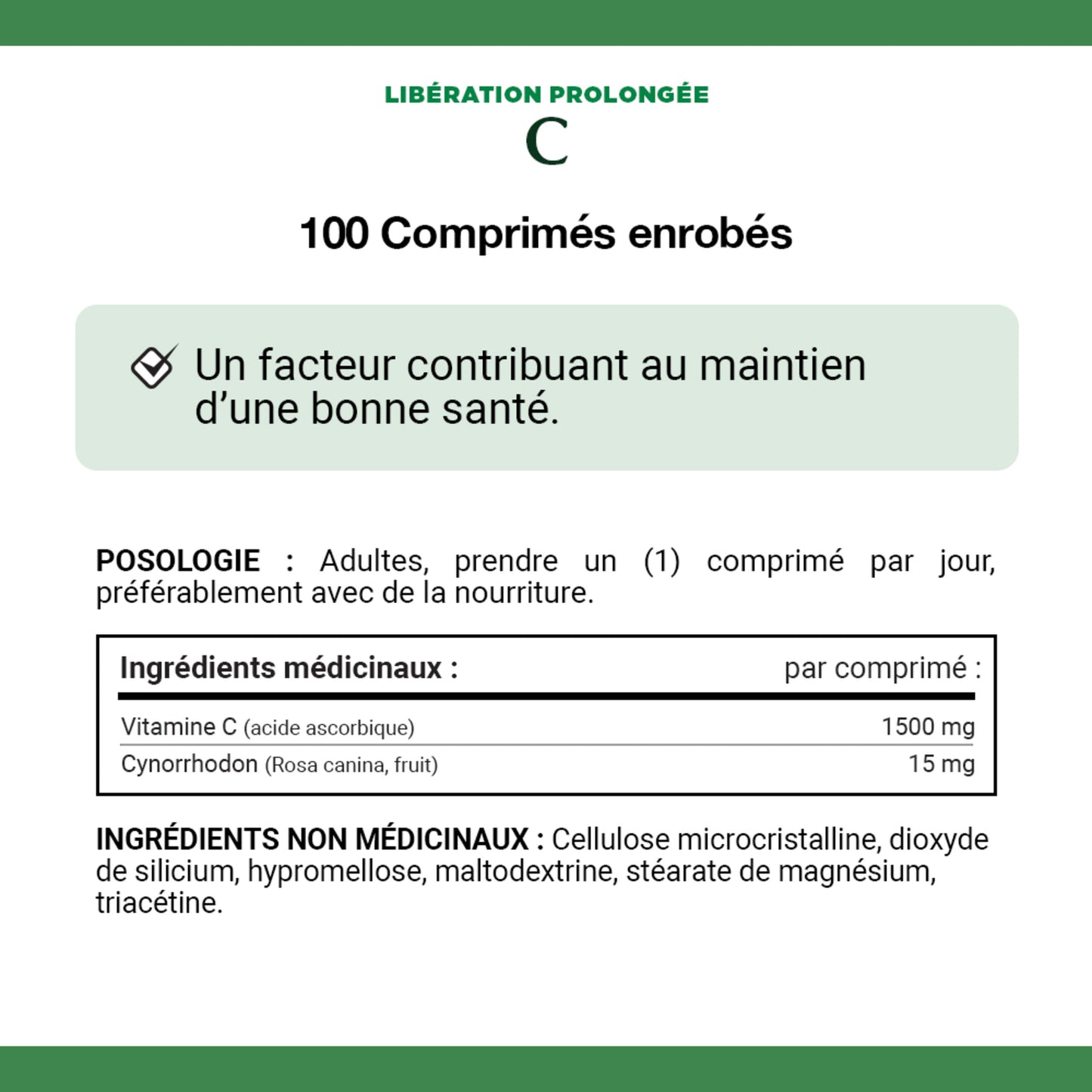 Vitamine C, 1 500 mg, libération prolongée, comprimés||FR