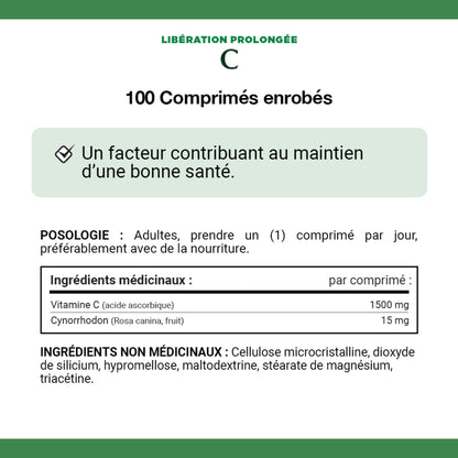 Vitamine C, 1 500 mg, libération prolongée, comprimés||FR