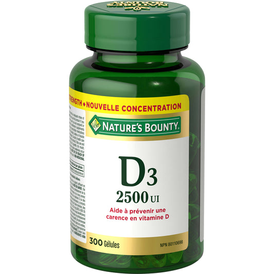 Vitamine D3, 2 500 UI, 300 gélules||FR