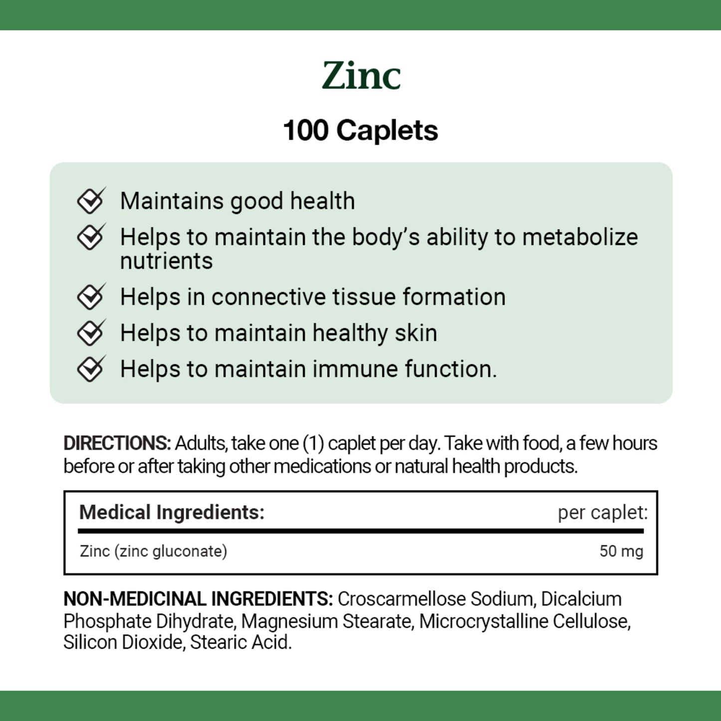 Zinc, 50 mg, Helps Immune Function, Caplets