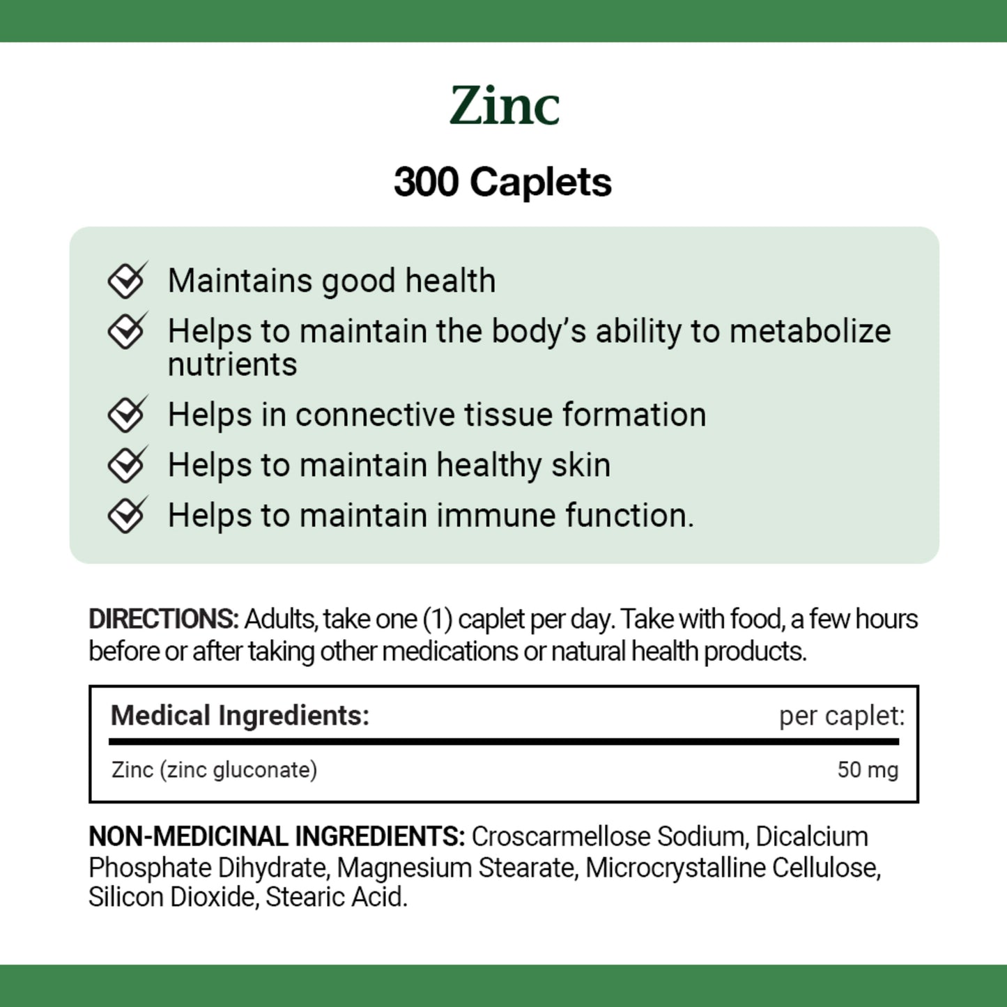 Zinc, 50 mg, Helps Immune Function, Caplets