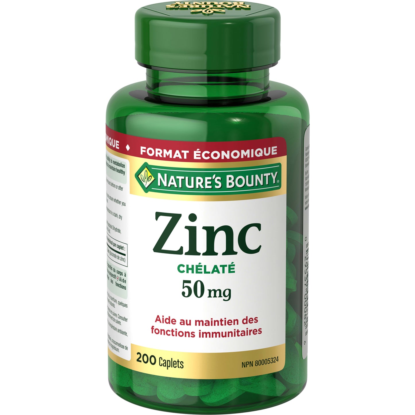 Zinc, 50 mg, format économique, 200 caplets||FR