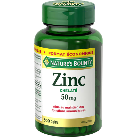 Zinc, 50 mg, soutien de la fonction immunitaire, caplets||FR