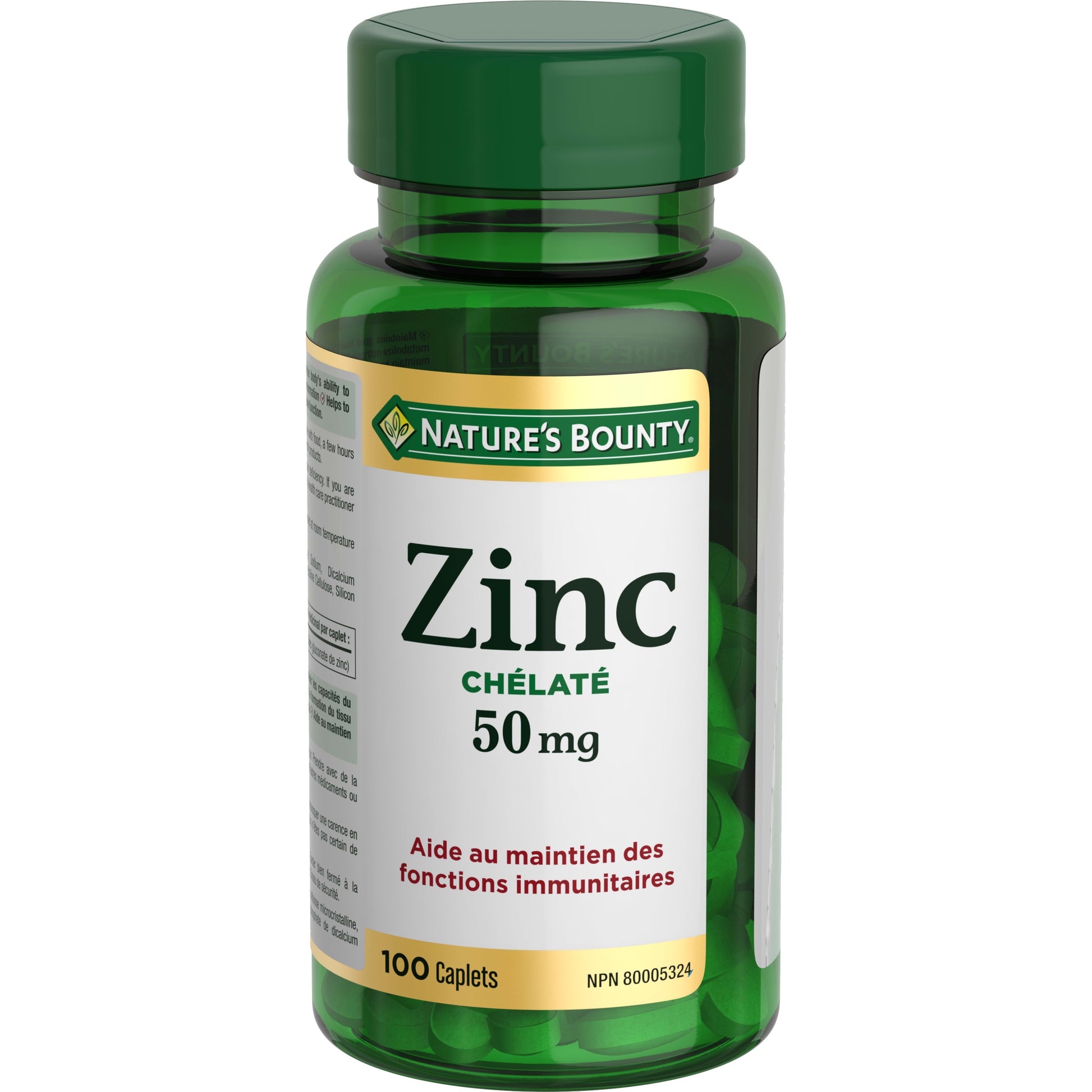 Zinc, 50 mg, soutien de la fonction immunitaire, caplets||FR