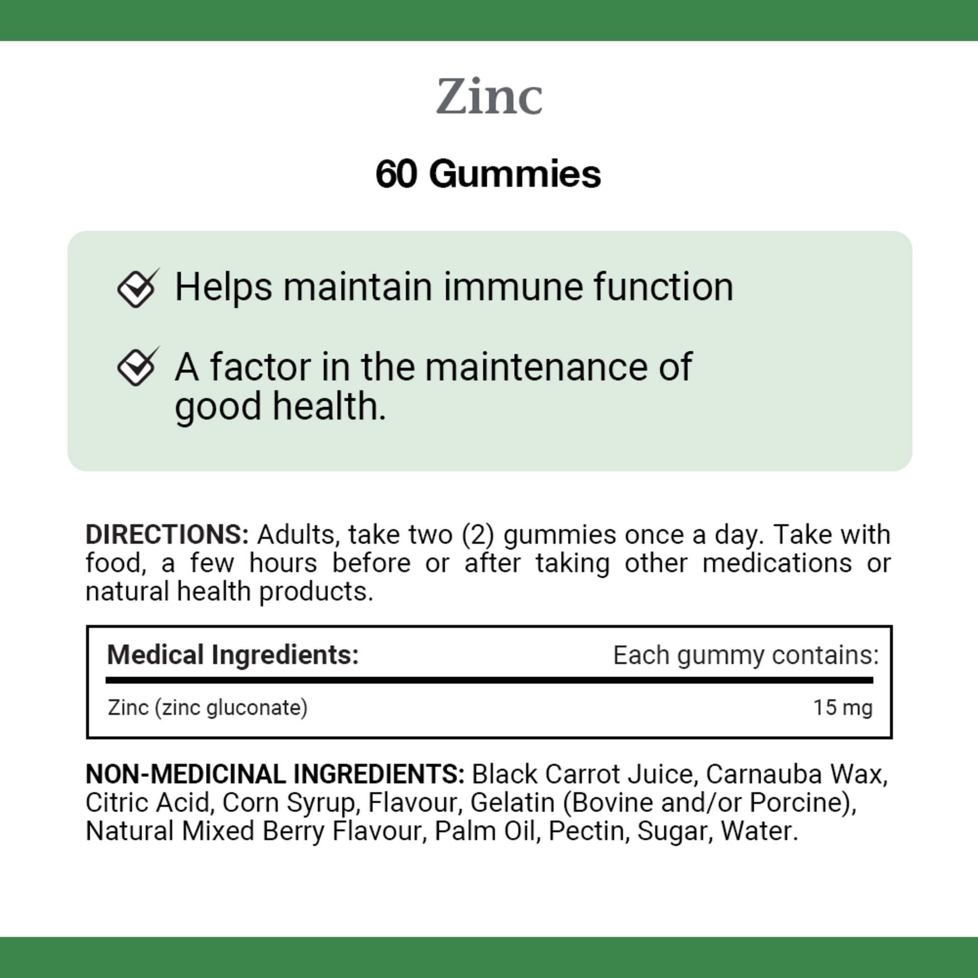 Zinc,15 mg, 60 Gummies